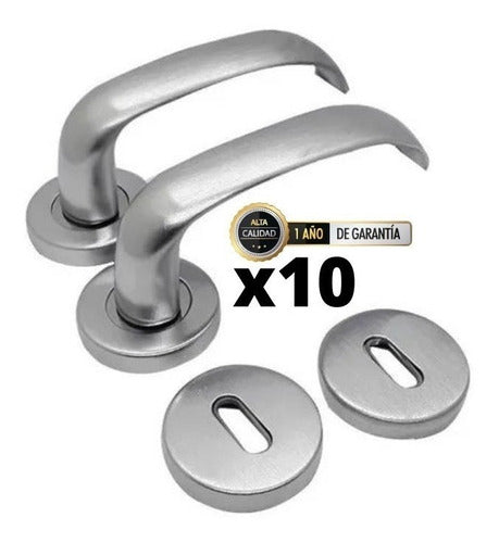 Rexx Double Pivot Door Handle Anodized Aluminum - Set of 10 0