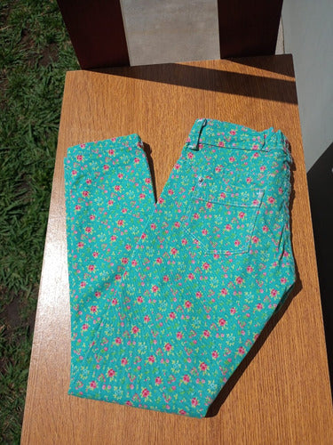 Floral Green Skinny Jeans for 8-Year-Olds 1