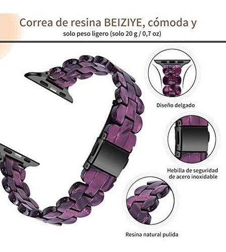 Malla Para Apple Watch 42/44/45mm Se 7a1 -resina Purpura 1