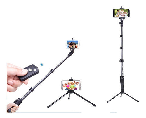 Kit Mini Tripé 228 Bastão Pau Selfie Monopod 1288 Yunteng 1