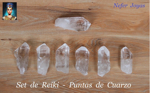 Reiki Set of 7 Quartz Crystal Points + Bipolar - No. 1 2