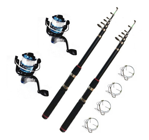 Red Fish Fishing Combo: 2 Reels + 2 Rods 1.80m + 4 Lines Offer 6