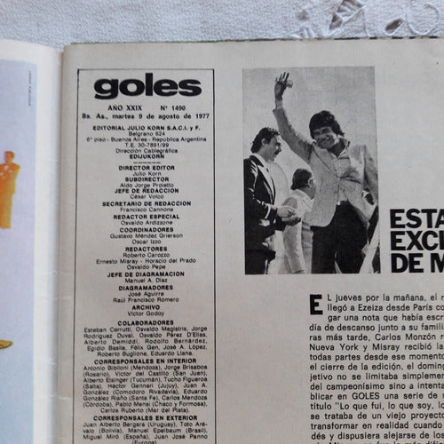 Goles Nº 1490 9/8/1977 Poster Carlos Monzon 1