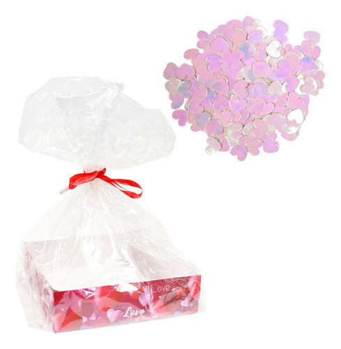 Set Enamorados San Valentin Con Confetti Iridiscente Corazon 0