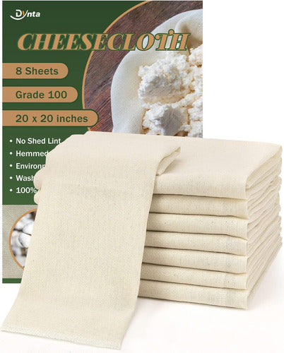 Tela De Queso Reusable, 8 Piezas, 51x51 Cm, Algodón 100% 0