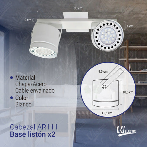 Modern 2-Light AR111 Ceiling Spotlight + AR111 12W Bulbs Set 14