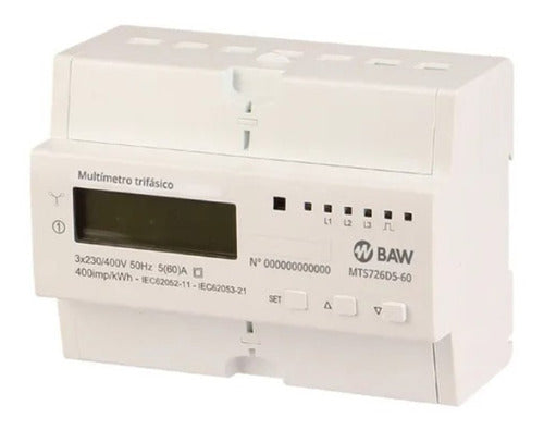 Multimetro Medidor Trifasico 60a Din Baw Mts726d5-60 50hz 0