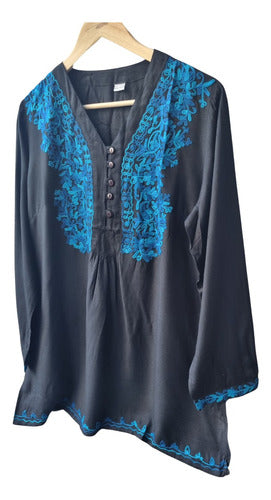 Embroidered Kashmir Buttoned Wide Indian Blouse 21