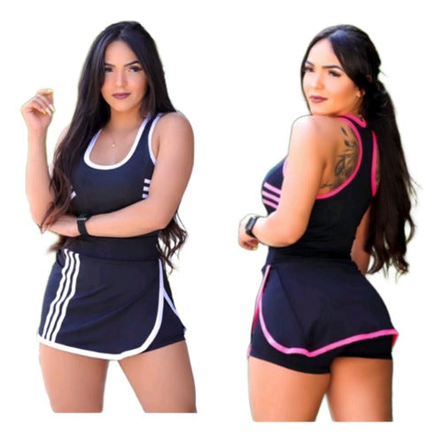 Conjunto Pack 2 Short Pollera, Top Moda Fitness 0