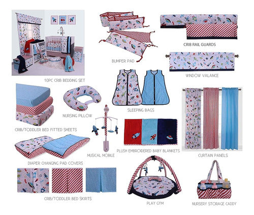 Bacati Space Crib Hojas Ajustadas (estrellas Azules) 3