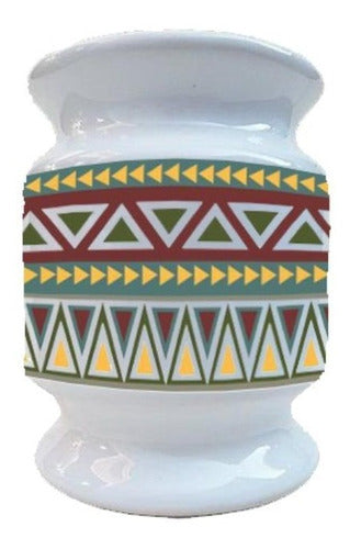 Ceramic Mate Cup with Colorful Patterned Straw Personalized - Mate De Ceramica + Bombilla Guardas Colores Personalizado