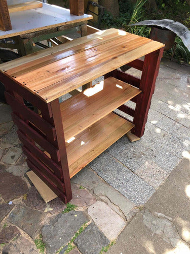 Mesa Organizador Desayunador Con Estantes Madera Reciclada 1