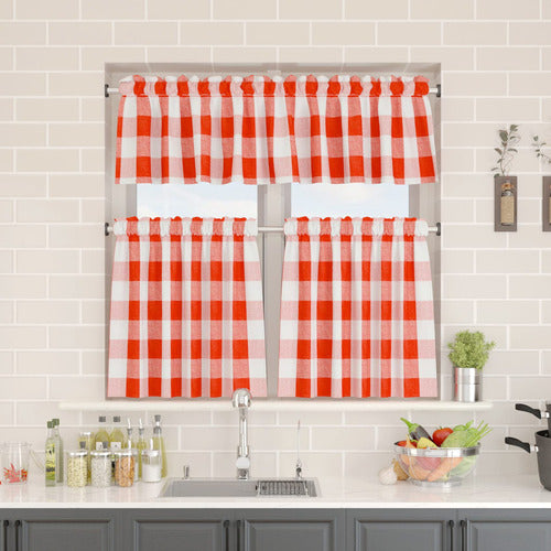 NATUS WEAVER Buffalo Check Window Valance Set of 2 for Living Room 5