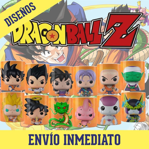 Kit Diseños Plantillas Tazas Dragon Ball Z Sublimación Funko 1