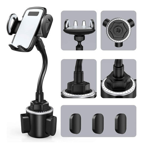 Sookity Car Cup Holder Phone Mount - 360° Adjustable Gooseneck Design 0