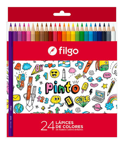 Filgo Long Color Pencils Pack of 24 - Set of 3 0