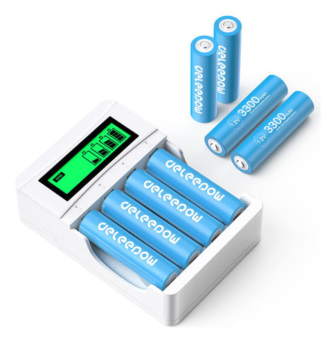 Deleepow 8 Rechargeable AA NiMH Batteries 3300 mAh - 1.2 V 0