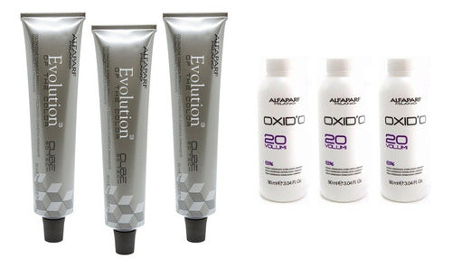 Alfaparf Evolution Hair Dye Kit + Developer 90ml, Choose Your Mix X3 0