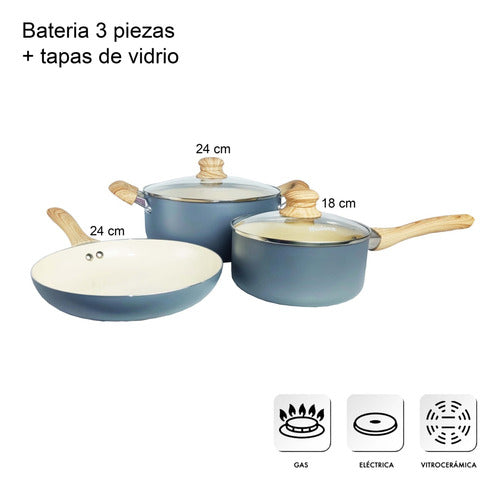 Hudson Set Olla Cacerola Sarten Batería Cerámica Cuota Bz3 1