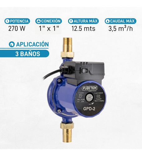 Bomba Agua Presurizadora Flustem 3 Baños Bajo Tanque Calefón 1