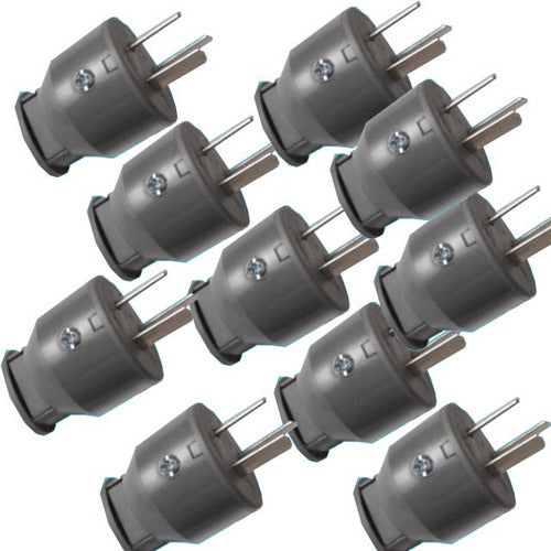 Pack of 10 Gray Extension Cord Male Plugs 0