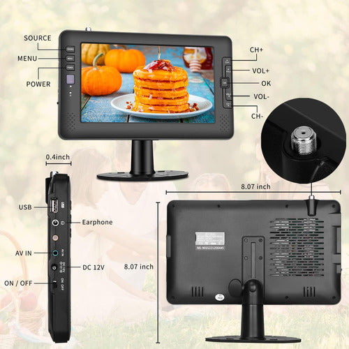 Televisor Portátil De 23cm Con Tuner Digital Y Batería Recar 1