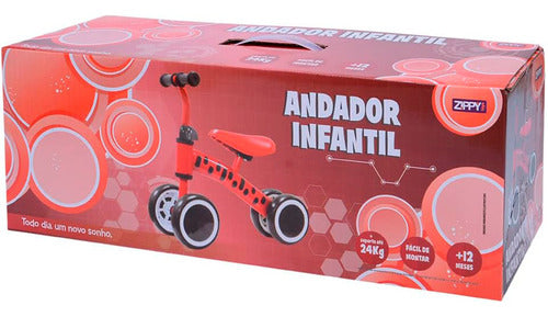 Bicicleta De Equilíbrio Infantil Sem Pedal 4 Rodas Vermelha 4