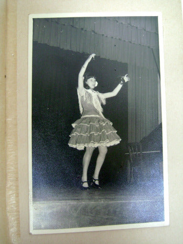 Antigua Foto Niña Baile Español Flamenco Castañuelas Boedo 0