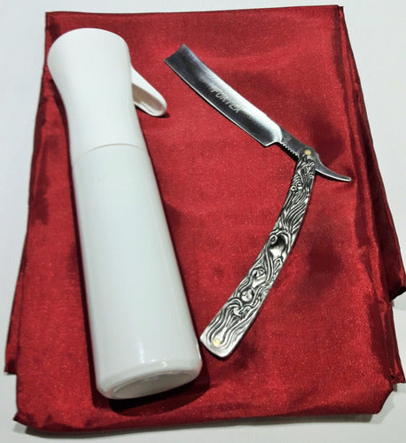 Barber Kit Combo: Cutting Cape, Continuous Spray Bottle, Afilable Blade RR5155 by Fortex - Kit Combo Barbero Rociador Continuo Capa Navaja Hoja Rr5155
