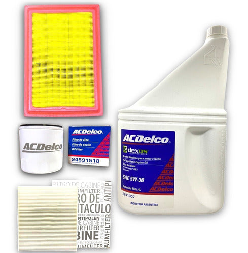 Kit 3 Filtros Chevrolet Onix Prisma Spin + Aceite Sintetico 0