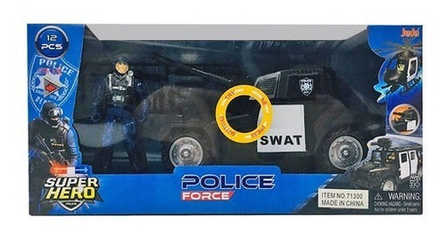 Set Firefighter Police Car Helicopter Tank with Sound 29
