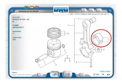 MWM Cojinete Biela S10 Frontier Mwm 2.8 Jgo Completo Por Cuatro 1