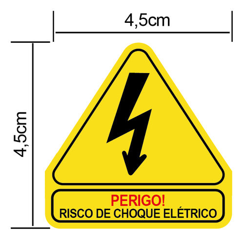 Kit 10 Adesivo Vinil Perigo Risco De Choque Eletrico 4,5cm 2