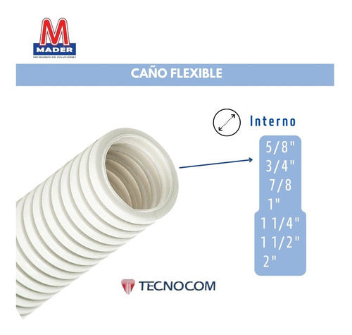 Tecnocom Caño Flexible Liviano Corrugado 1 1/2 Blanco X 25mts 1