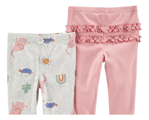 Carter's Pack of 2 Cotton Pants for Baby Girls 16