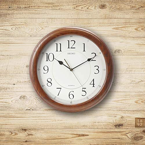 Seiko Quiet Sweep Wall Clock Solid Dark Oak Case 1