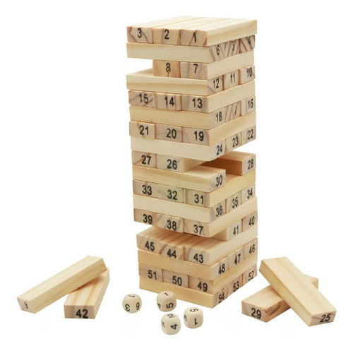 Don Alberto UY Tower of Wooden Blocks Number Game with Dice 0