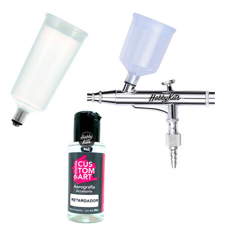 Hobbykits Gravity Airbrush 0.5mm with Interchangeable Cups and Retarder 0