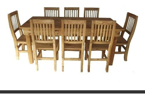 Elcarpintero Dining Table of Pine 160x80 with 6 Rectangular Hindu Chairs 1