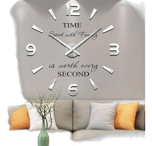 Reloj De Pared 3d Con Frase 66-114cm Gris Moderno 0