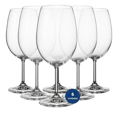 Bohemia Cristalin Set of 6 Water and Wine Glasses 590ml 1