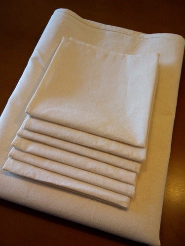 Aledeco Tablecloth 1.45 x 2 Meters Natural Canvas with 6 Napkins 4