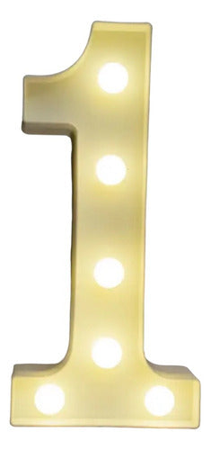 Deco Estrella Numero Luminoso X1 Decorador Plastico Blanco Cartel Luz Led 0