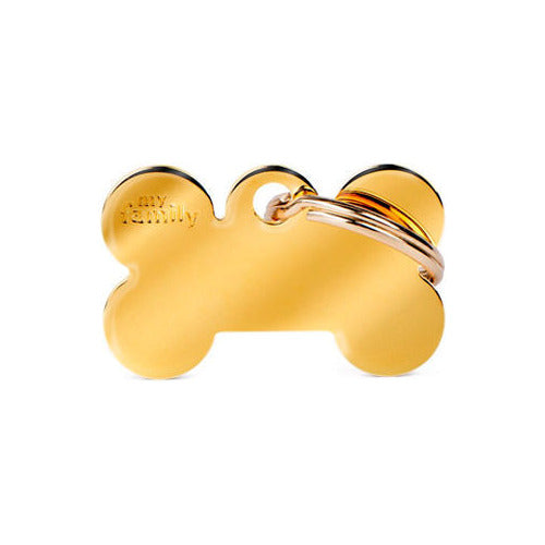 Chapita De Infor Para Perro Personalizada Hueso Dorado Chico 0