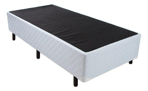 Cama Box Base Solteiro Tecido Branco (88x24)luckspuma 0