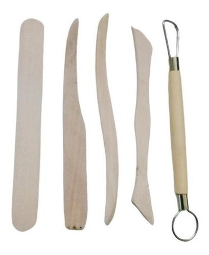 Set of 4 Wooden Modeling Tools + 1 Carver. High Quality 1