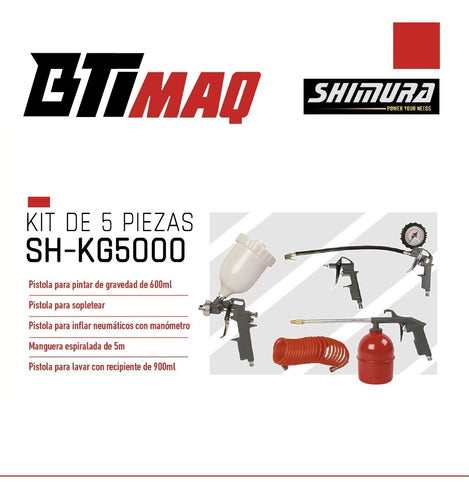 Kit Compresor Aire Gravedad 5 Piezas Shimura 1