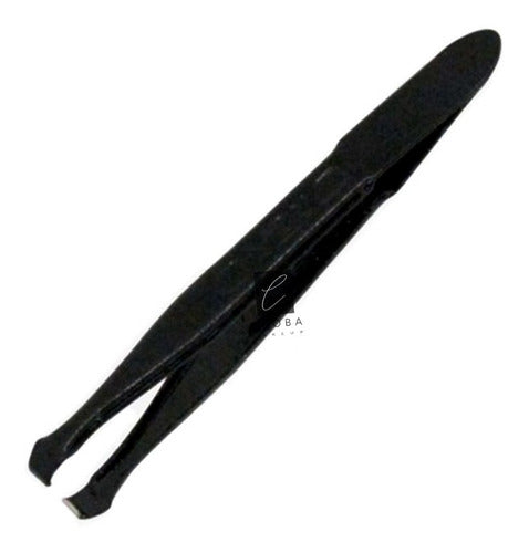 Pinza Para Depilar Cejas Negra Acero Inoxidable Caobamakeup 0