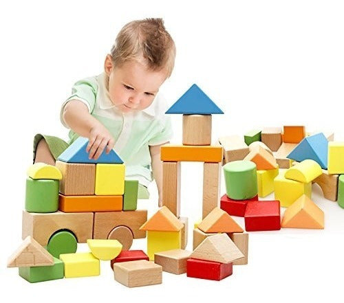 Lewo Large Wooden Blocks Construction Building Toys Set Stacking Bricks Board Games 32 Pieces 0