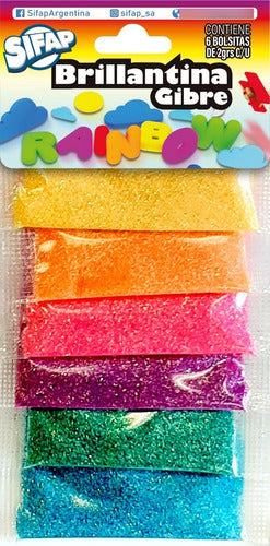Sifap Rainbow Glitter Gibre Pack of 6 Colors 12g Each 2